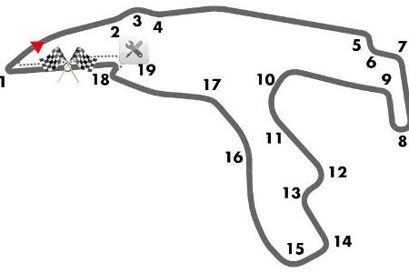 Streckenname: Circuit de Spa-Francorchamps, Länge: 7,004 Kilometer, Rundenanzahl: 44, Renndistanz: 308,052 Kilometer, schnel...