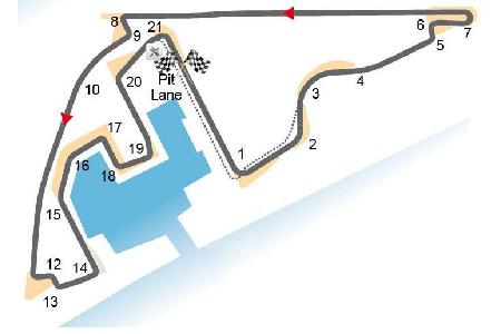 Streckenname: Yas Marina Circuit, Länge: 5.554 Kilometer, Rundenanzahl: 55, Renndistanz: 305,355 Kilometer, schnellste Rennr...