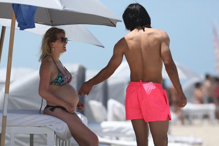 Fußballer Falcao mit seiner schwangeren Frau in Miami Beach.