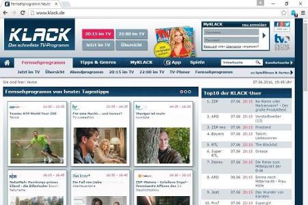 Klack bietet ein aktuelles und vollständiges Fernsehprogramm von mehr als 100 deutschen und ausländischen Sendern.