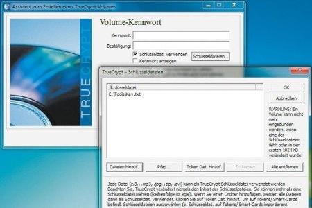 Mit Truecrypt lässt sich statt eines Kennworts eine Schlüsseldatei einlesen.