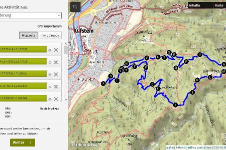 Auf Outdooractive lassen sich auf Kartem einzelne Wegpunkte setzen.