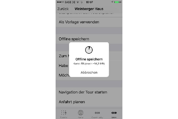 Mit der kostenpflichtigen Variante der Outdooractive-App können Karten offline genutzt werden.