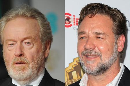 Ridley Scott (l.) will Russell Crowe für ein 