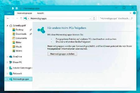 Erstellt wird die Heimnetzgruppe auf dem Desktop im Windows Explorer.
