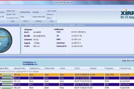 Xirrus Wi-Fi Inspector - Dieses Programm zeigt die SSID des verbundenen WLANs, die Signalstärke und Ihre aktuelle IP-Adresse...