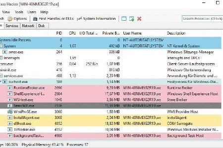 Process Hacker - Process Hacker zeigt Ihnen, welche Prozesse auf Ihrem PC laufen und wie stark der Rechner davon ausgebremst...