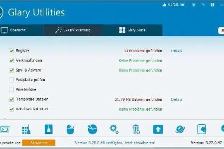 Glary Utilities - Glary Utilities ist für Privatnutzer kostenlos und eignet sich zum Optimieren von Windows. Das Programm ve...