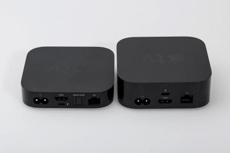 Das Apple TV 4 besitzt dieselbe Grundfläche wie sein Vorgänger, ist aber um einiges höher.