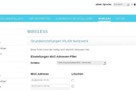 Eine gute Idee: Mit dem MAC-Filter ist der Zugriff nur bestimmten Geräten erlaubt.