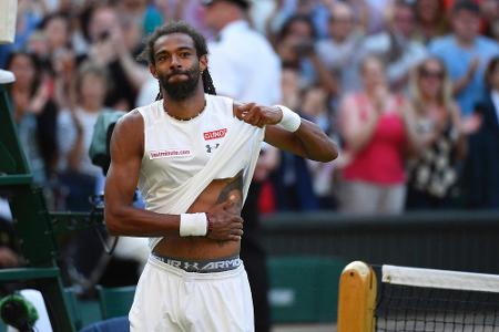 Dustin Brown unmittelbar nach dem Triumph über Rafael Nadal in Wimbledon