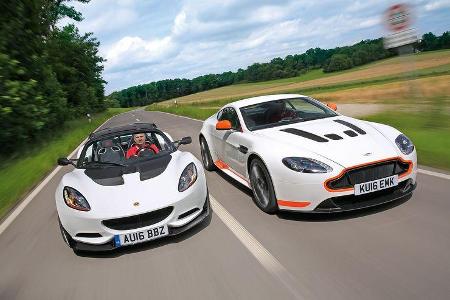 Aston Martin V12 Vantage S, Lotus Elise Cup 250, Frontansicht