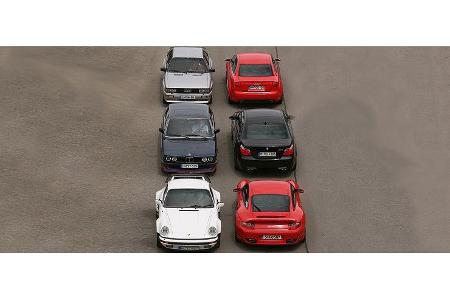 Die sportlichen Stars von heute und ihre Vorfahren: Audi RS4 und Quattro, BMW M5 und M 535i, Porsche Turbo und Ur-Turbo. Die sportlichen Stars von heute und ihre Vorfahren: Audi RS4 und Quattro, BMW M5 und M 535i, Porsche Turbo und Ur-Turbo.