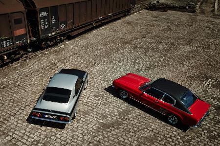 Opel Manta A, Ford Capri Serie 1, Heckansicht