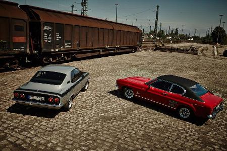Opel Manta A, Ford Capri Serie 1, Heckansicht