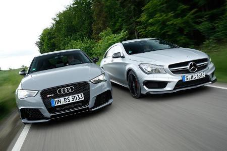 Audi RS 3 Sportback, Mercedes CLA 45 AMG Shooting Brake, Frontansicht Audi RS 3 Sportback, Mercedes CLA 45 AMG Shooting Brake, Frontansicht