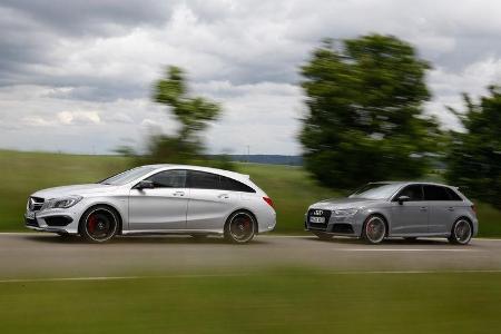 Audi RS 3 Sportback, Mercedes CLA 45 AMG Shooting Brake, Seitenansicht