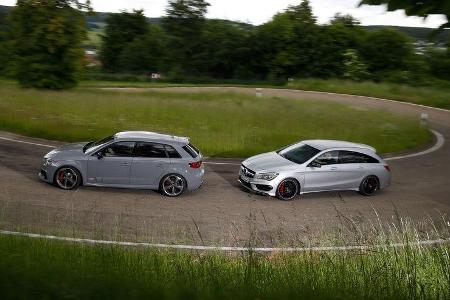 Audi RS 3 Sportback, Mercedes CLA 45 AMG Shooting Brake, Seitenansicht