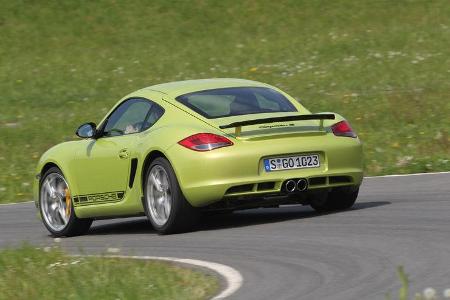 Porsche Cayman R, Rückansicht, Fahrt, Kurve
