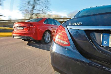 Audi S4, Mercedes C 400 4Matic, Heck