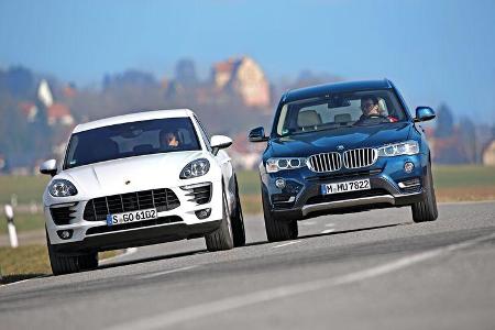 BMW X3 xDrive 35d, Porsche Macan S Diesel, Frontansicht BMW X3 xDrive 35d, Porsche Macan S Diesel, Frontansicht