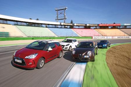 Alfa Romeo Mito 1.4 TB 16V Super, Citron DS3 THP 155 Sport Chic, Honda CR-Z Sport, Suzuki Swift 1.6 Sport, Kurvenfahrt