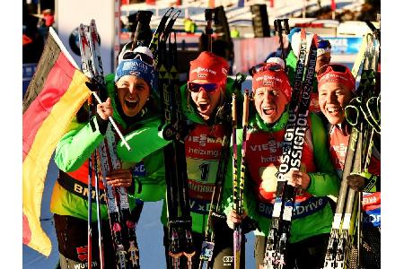 Biathlon-WM: Deutsche Frauenstaffel holt den Titel - Viertes Gold für Dahlmeier