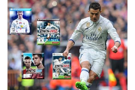 Im Alter von 23 Jahren war CR7 schon auf der Hülle von PES 2008 zu sehen, 2012 und 2013 ziert er die Cover im Trikot von Rea...