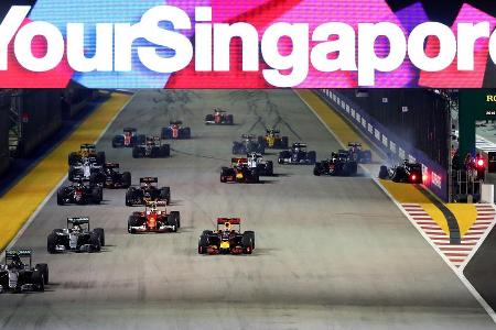 Seit 2011 kam der Sieger des Singapur-GP fünfmal aus Deutschland. Gleich viermal siegte Sebastian Vettel in der hell erstrah...