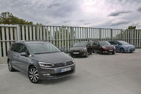 Citroën Grand C4 Picasso, Kia Carens 1.7 CRDi, Renault Grand Scénic dCi 130, VW Touran 2.0 TDI