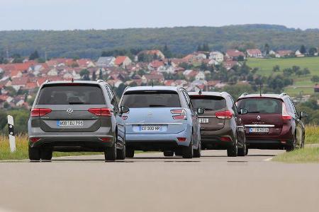 Citroën Grand C4 Picasso, Kia Carens 1.7 CRDi, Renault Grand Scénic dCi 130, VW Touran 2.0 TDI