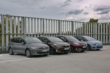 Citroën Grand C4 Picasso, Kia Carens 1.7 CRDi, Renault Grand Scénic dCi 130, VW Touran 2.0 TDI