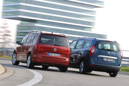 Dacia Lodgy dCi 110, VW Touran 1.6 TDI BMT, Heckansicht