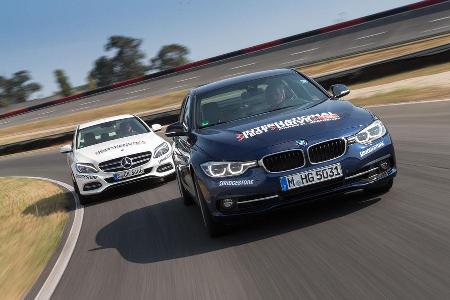BMW 340i, Mercedes C400 4Matic, Frontansicht BMW 340i, Mercedes C400 4Matic, Frontansicht