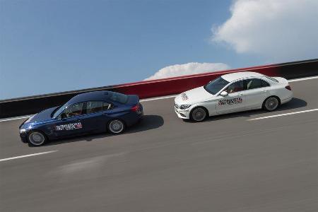 BMW 340i, Mercedes C400 4Matic, Seitenansicht