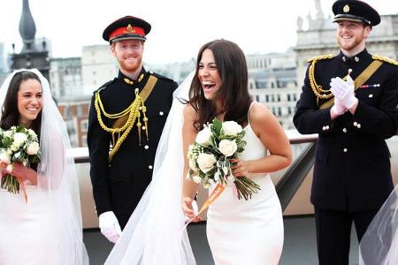 ...das Brautkleid! Wird Meghan an ihrem großen Tag ganz in Weiß erscheinen, so wie diese Lookalikes? Das Londoner Fashionhau...