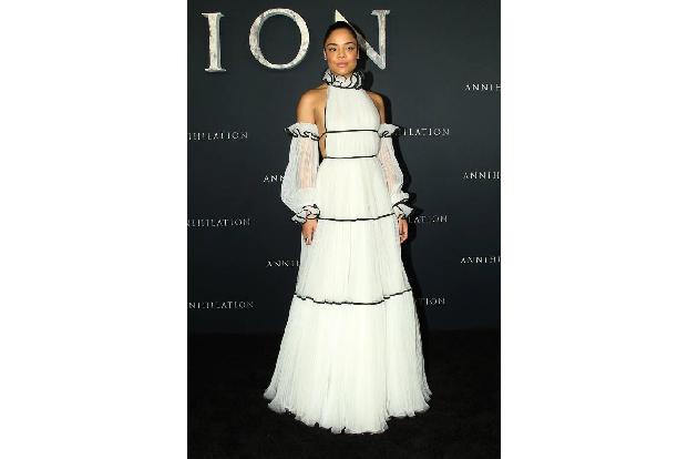 ...war an diesem Abend auf dem Teppich Tessa Thompson, die in 'Auslöschung' zusammen mit Natalie auf Forschungsreise in die...