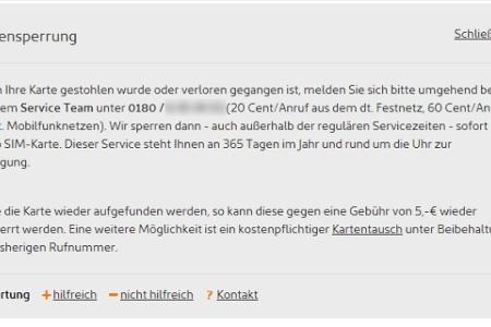 Melden Sie sich bei Ihrem Mobilfunkanbieter und lassen Sie Ihre SIM-Karte sperren.