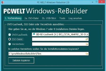 Optimierung dank PC-Welt-Windows-Rebuilder: Setup-Stick oder Installations-DVD werden mit diesem Tool neu und ideal zusammen...