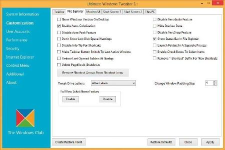 Der Ultimate Windows Tweaker erlaubt die einfache Änderung von Desktop-Einstellungen.