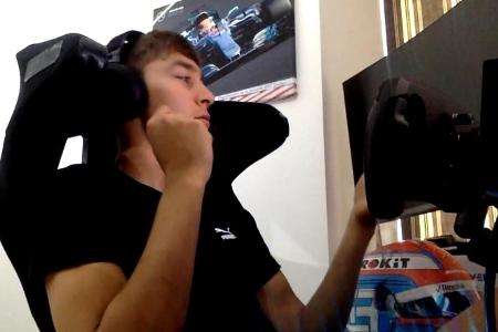 George Russell feierte seinen dritten Sieg hintereinander in der virtuellen Formel 1 George Russell feierte seinen dritten Sieg hintereinander in der virtuellen Formel 1