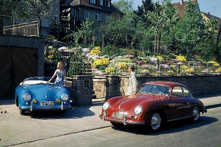 Porsche 356 Speedster, Modelljahr 1955 , und 356 A Coupé, Modelljahr 1956. - Porsche blieb zunächst bei seinem Antriebskonze...