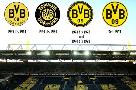 Anders sieht es beim BVB aus. Die Vereinsfarben und das runde Logo sind über die Jahre erhalten geblieben. Den größten Unter...