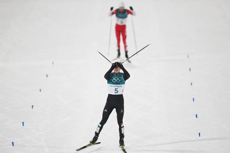 Eric Frenzels Jubel über seine Gold-Medaille in der Nordischen Kombination kennt keine Grenzen. Auf den letzten Metern läuft...