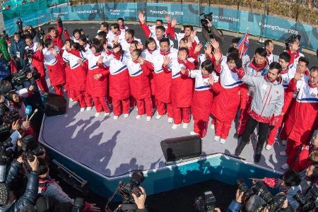 Nordkoreanisches Olympia-Team offiziell begrüßt