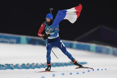 Er ist wieder da: Martin Fourcade hat sich nach seinem enttäuschenden Abschneiden im Sprint (Platz 8) eindrucksvoll zurückge...