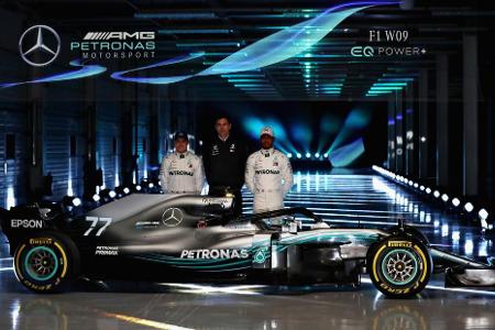 Der neue F1 W09 EQ Power+ wurde am Donnerstag im englischen Silverstone vorgestellt. Das Fahrerduo aus Lewis Hamilton und Va...