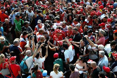 Finde den Vettel! Schon am Donnerstag freuen sich Scharen von Fans in Monza über ihre Formel-1-Idole.