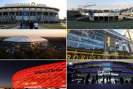 15 von 18 Stadien der Bundesliga sind nach Sponsoren benannt, nur drei Vereine verschließen sich diesem Trend (noch). Wir ze... 15 von 18 Stadien der Bundesliga sind nach Sponsoren benannt, nur drei Vereine verschließen sich diesem Trend (noch). Wir ze...