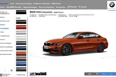 BMW 3er G20 (2018) Konfigurator